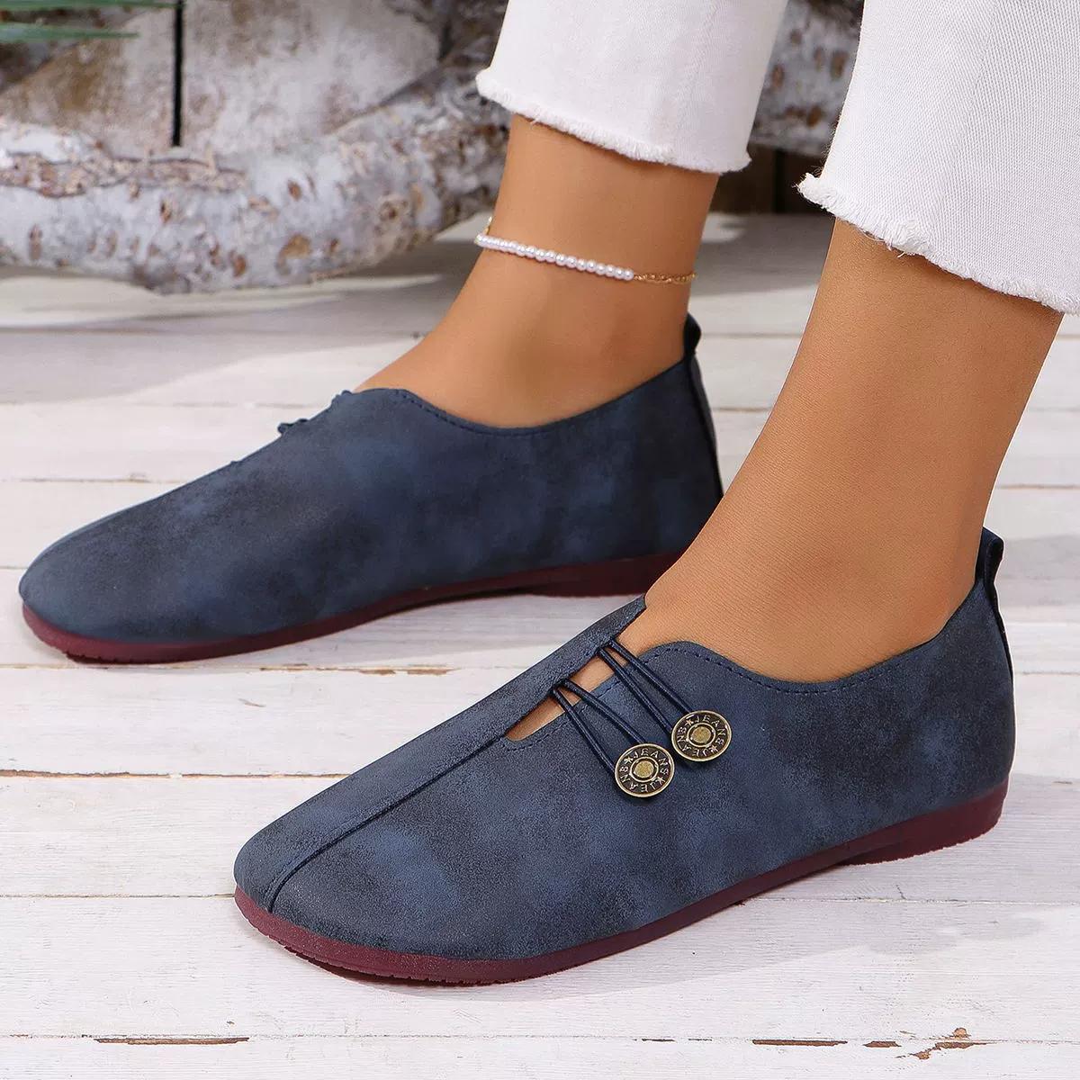 Sunshine s Shoes Platte damesschoenen met ronde neus voor alle seizoenen, zachte zool en antislip platte schoenen 42