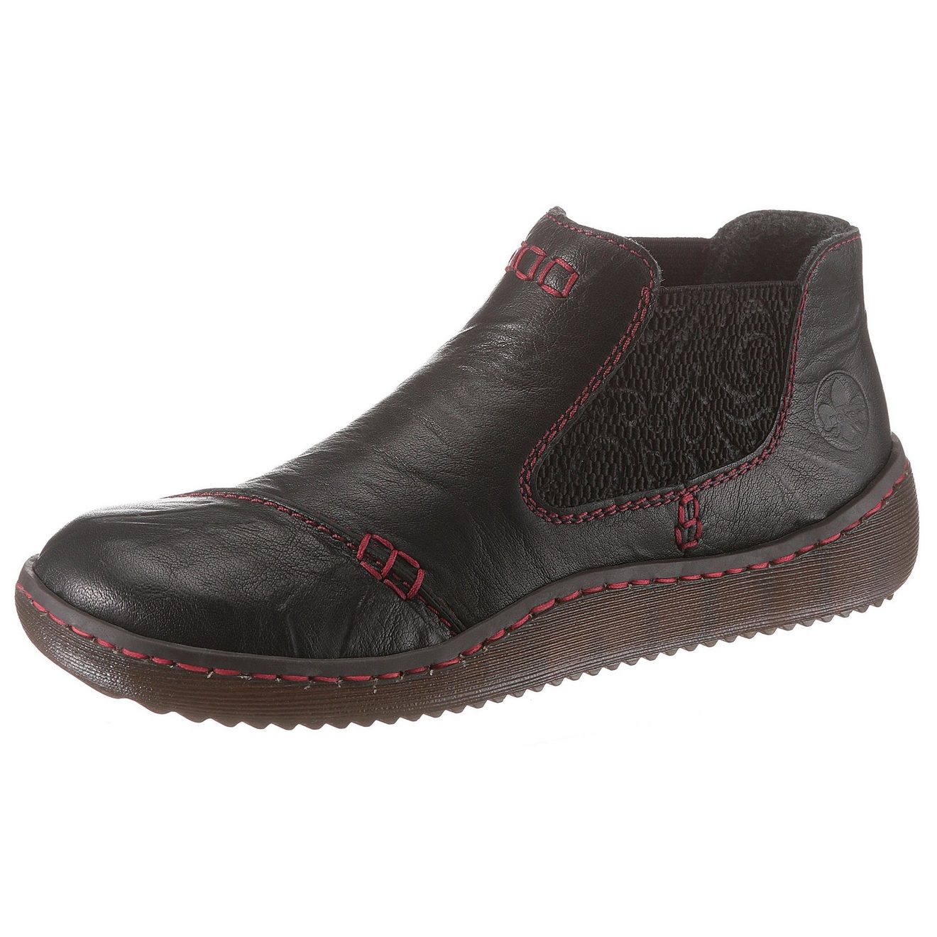Rieker Chelsea-boots , ankle boot, laarzen, instapschoen met gedessineerde stretch inzet