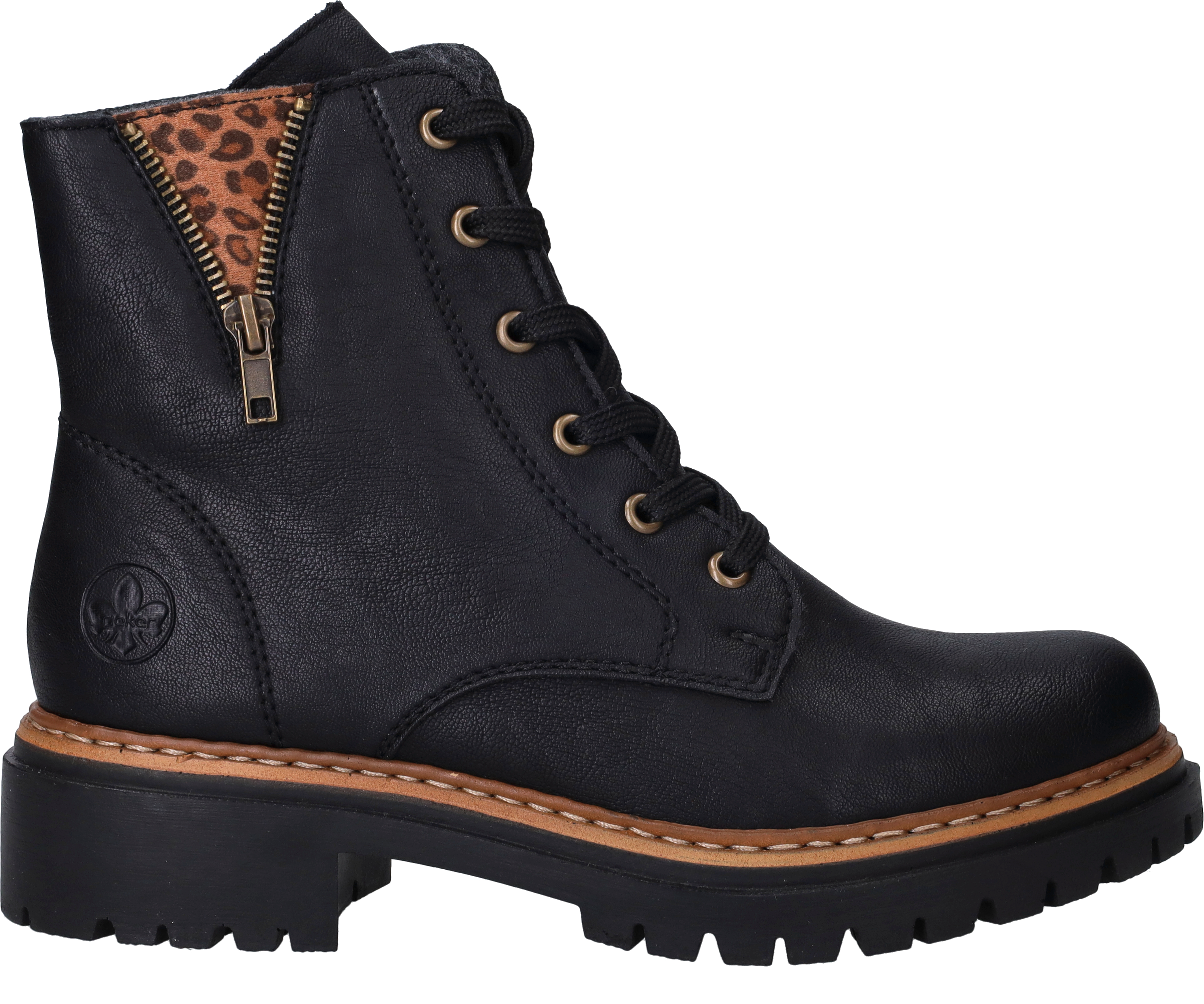 Rieker Veterlaarsjes lace-up boots, block heel, with practical inner zipper