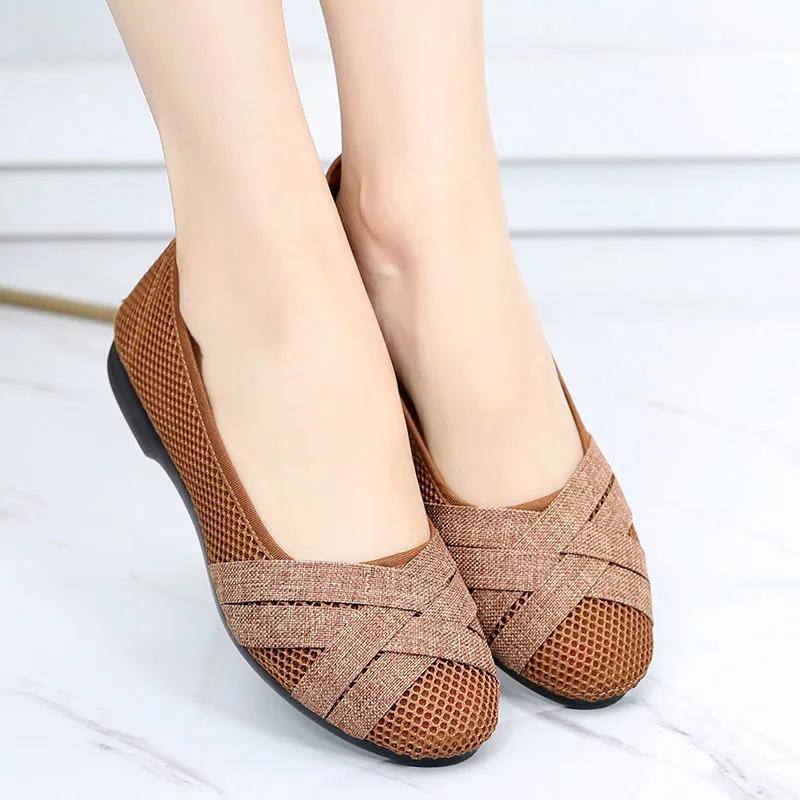 Nicor Damesmode Comfortabele stoffen platte schoenen Dame loafers schoenen 39 koffie