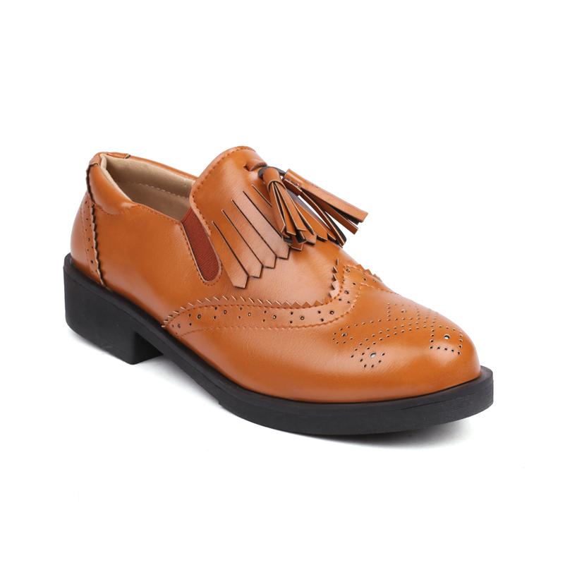 Meotina Dames Loafers Pumps Ronde Neus Platform Dikke Lage Hakken Kwastje Dames Mode Casual Schoenen Lente Herfst Zwart Bruin 46 39 bruin