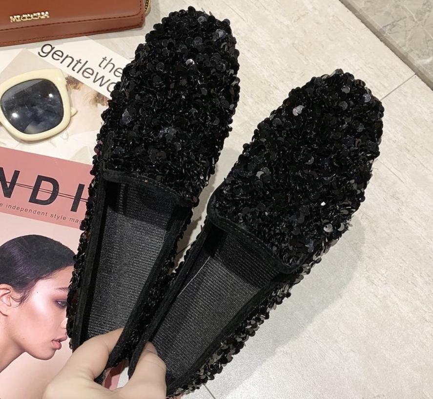 The Sole Spot Dames Platte Glitter Sneakers Casual Vrouwelijke Slip-On Bling Platform Comfortabele Plus Size Loafer Schoenen km87dfc4 40 zwart