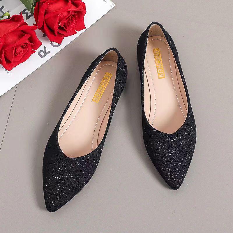 Sneak Spot Dames Casual Temperament Ondiepe Puntige Schoenen Platte Schoenen 40 zwart