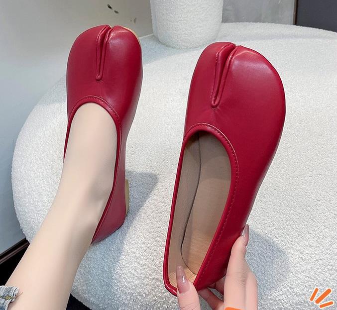 Step Forward Tabi Ninja Schoenen Dames Microvezel Leer Comfortabele Flats Split Toe Slippers Zachte Bodem Loafers Slipper Dames Trotter Mocassins 35 rood