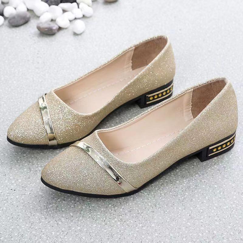 Nicor Zomer Nieuwe All-match Scoop Schoenen Platte Bodem Enkele Schoenen Dames Zachte Bodem Peas Schoenen Antislip Puntige Damesschoenen 40 goud