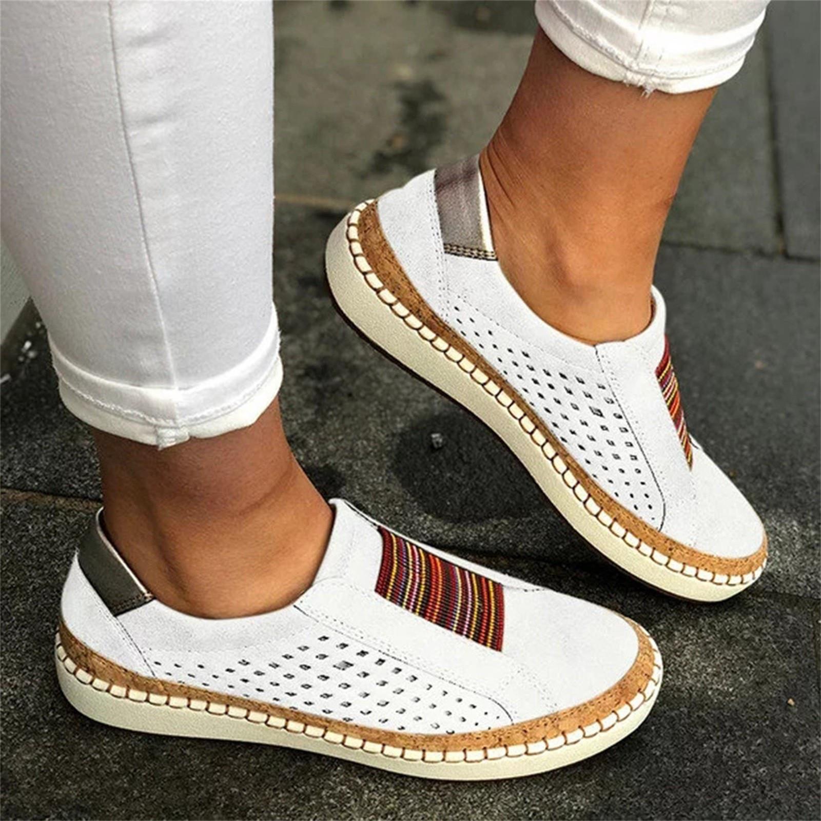 Azmnsn Uitgeholde damesschoenen van mesh, schoenen, platte, ademende schoenen 43 wit