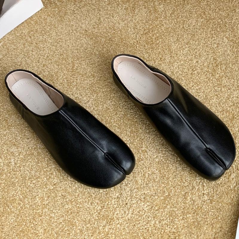 Tread Tribe Mode Nieuwe Ninja Split Toe Dames Flats Tabi Schoenen Ondiepe Luie Slip-On Slingback Mules Varkenshoef Schoenen Dames Loafers Chaussure Femme 39 zwart