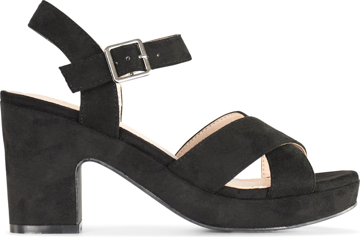 PS Poelman POSH by Poelman - Maat 37 - SOOF Dames Sandalen met hak - Zwart