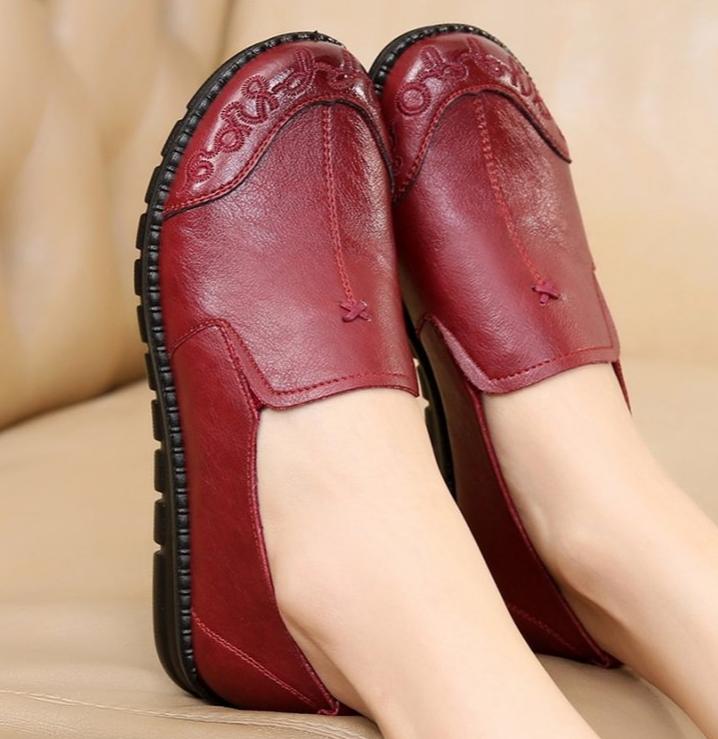 OS Dames leren flats Dames flats Lente schoenen Comfortabele mode Klassieke dames loafers Casual leren schoenen 40