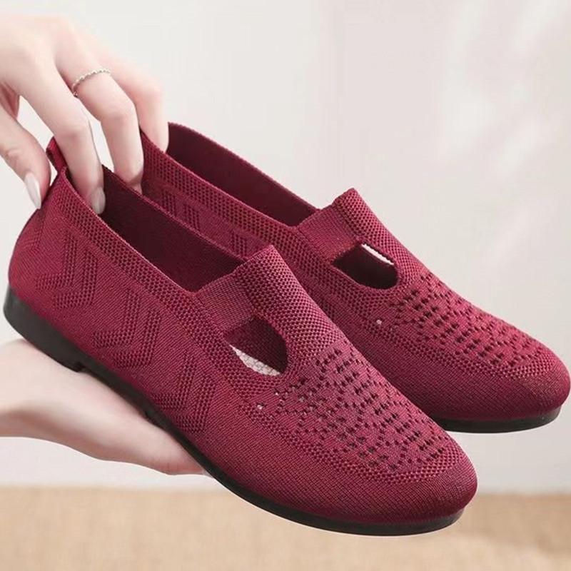Umsif Nieuwe dames ademende vrijetijdsschoenen antislip zomerschoenen met zachte zool 36 rood