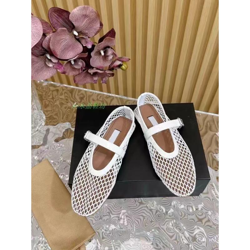 Ki Wi Balletschoenen met één woord gesp, platte schoenen met strass, holle Mary Jane-schoenen met visnetmotief voor dames 37