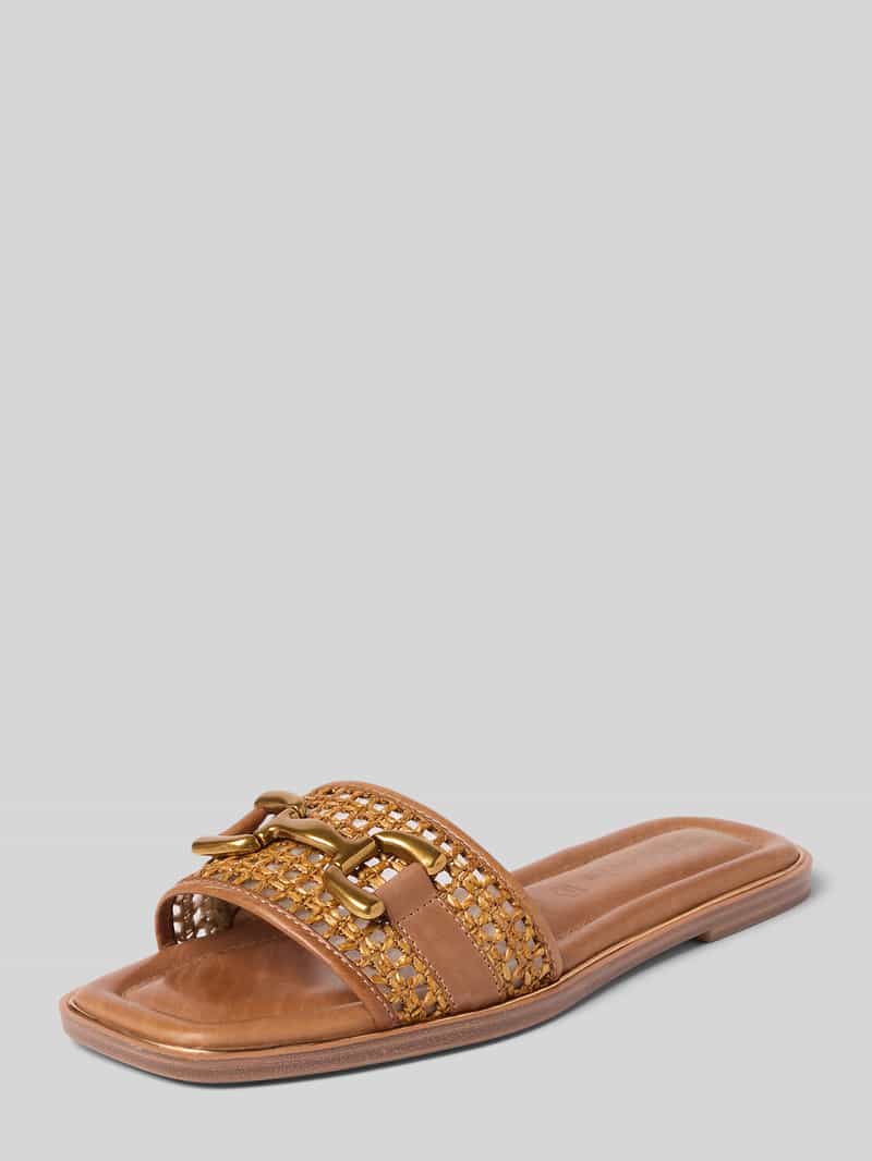 Tamaris Slippers , blokhak, zomerschoen, instapschoen met edel sierelement