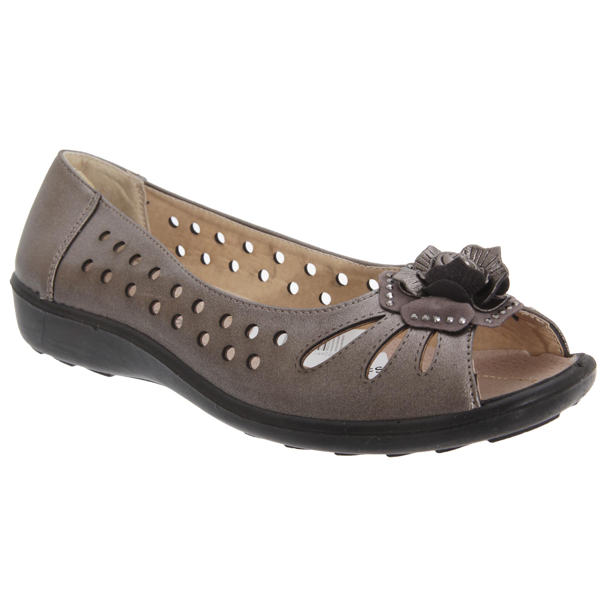 Boulevard dames/dames geponste open teen bloem casual schoenen 5 UK beige