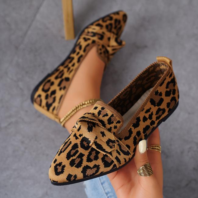 Yoghurt Dames Chic Knot Flat Shoes - Zachte gebreide instappers met spitse neus - Ultracomfortabel en ademend voor dagelijkse stijl 39 koffie