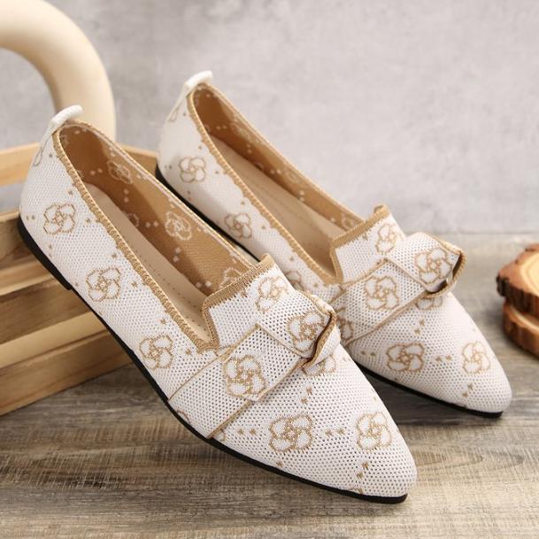 Yoghurt Elegante ballerina's met strik - chique, ademende instappers met puntige neus voor mode en comfort in alle seizoenen 40 wit