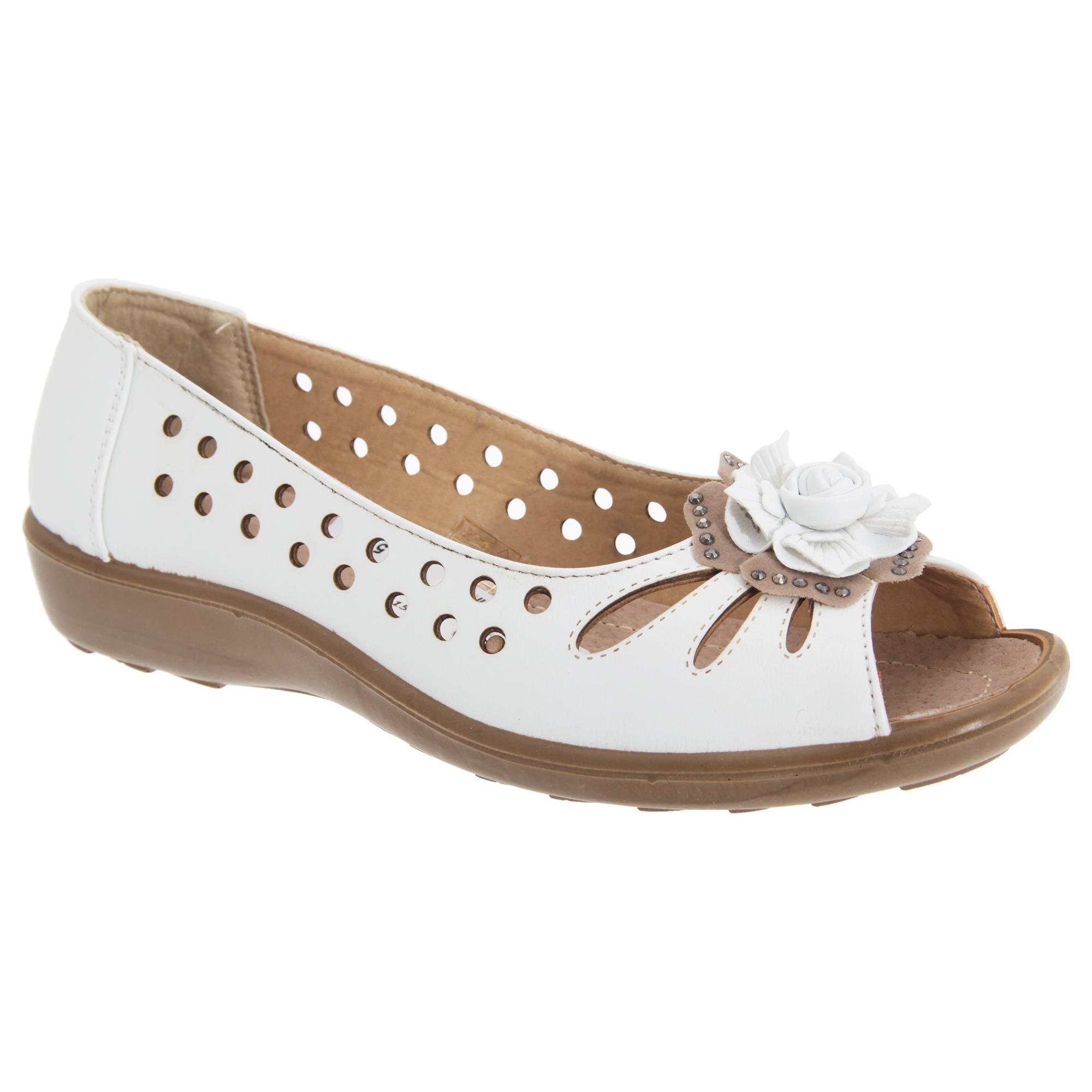Boulevard dames/dames geponste open teen bloem casual schoenen 9 UK wit