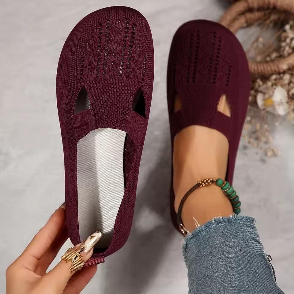 Molly Show Loafers Herfst Casual Schoenen Dames Platte Hak Vierkante Neus Holle Sneakers Blote Voeten Mocassins Dames Gebreide Platte Schoenen 41 rood