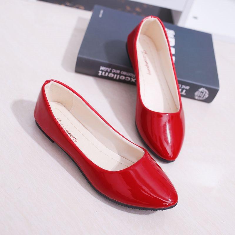 Cpcoepax Casual Flats voor Vrouwen Slip-On Puntige Gesloten Teen Balletschoenen Casual PU Platte Schoenen voor Vrouwen Comfortabel Werk Dressy Flats Lichtgewicht Wandelschoenen 37 rood