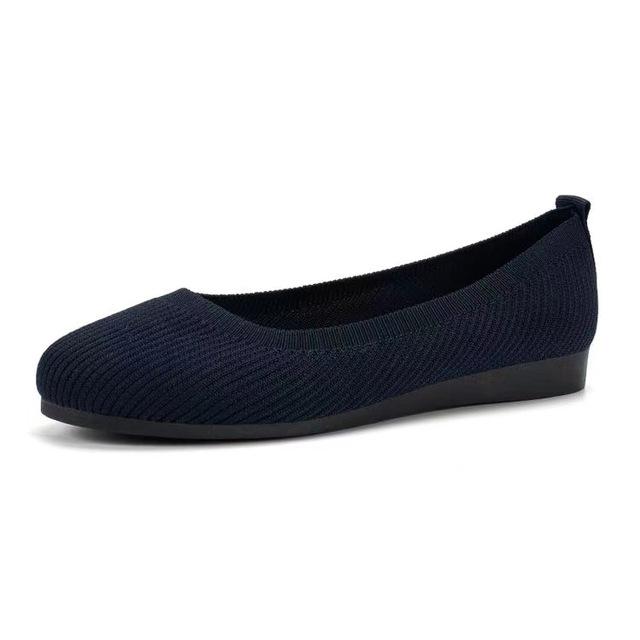 Clothing 04 Lente Herfst Casual Schoenen Voor Vrouwen Slip-on Pump Gebreide Enkele Platte Schoenen Ademende Ronde Neus Dames Stoffen Loafers Grote Maten 39