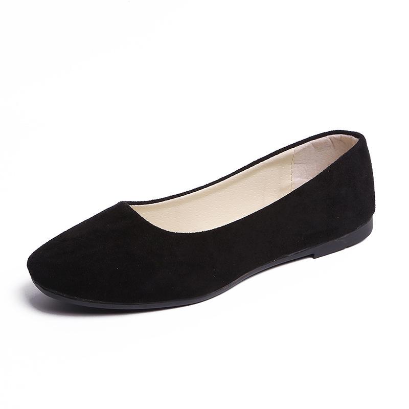 Ayseguney Footwear Dames Meisjes Solid Plus Size Slip On Flat Ondiep Comfort Casual Enkele Schoenen 19 Kleur 41 zwart