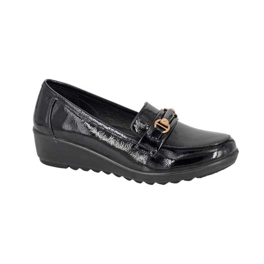 Boulevard Dames/Dames Glanzend Patent PU Zadelafwerking Wedge 4 UK