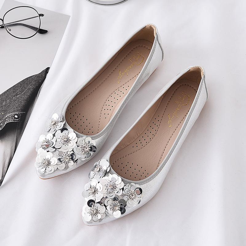 Damaiya11 Mode casual platte schoenen vrouw zomer comfortabele zachte zolen strass puntige neus ondiepe damesschoenen 42