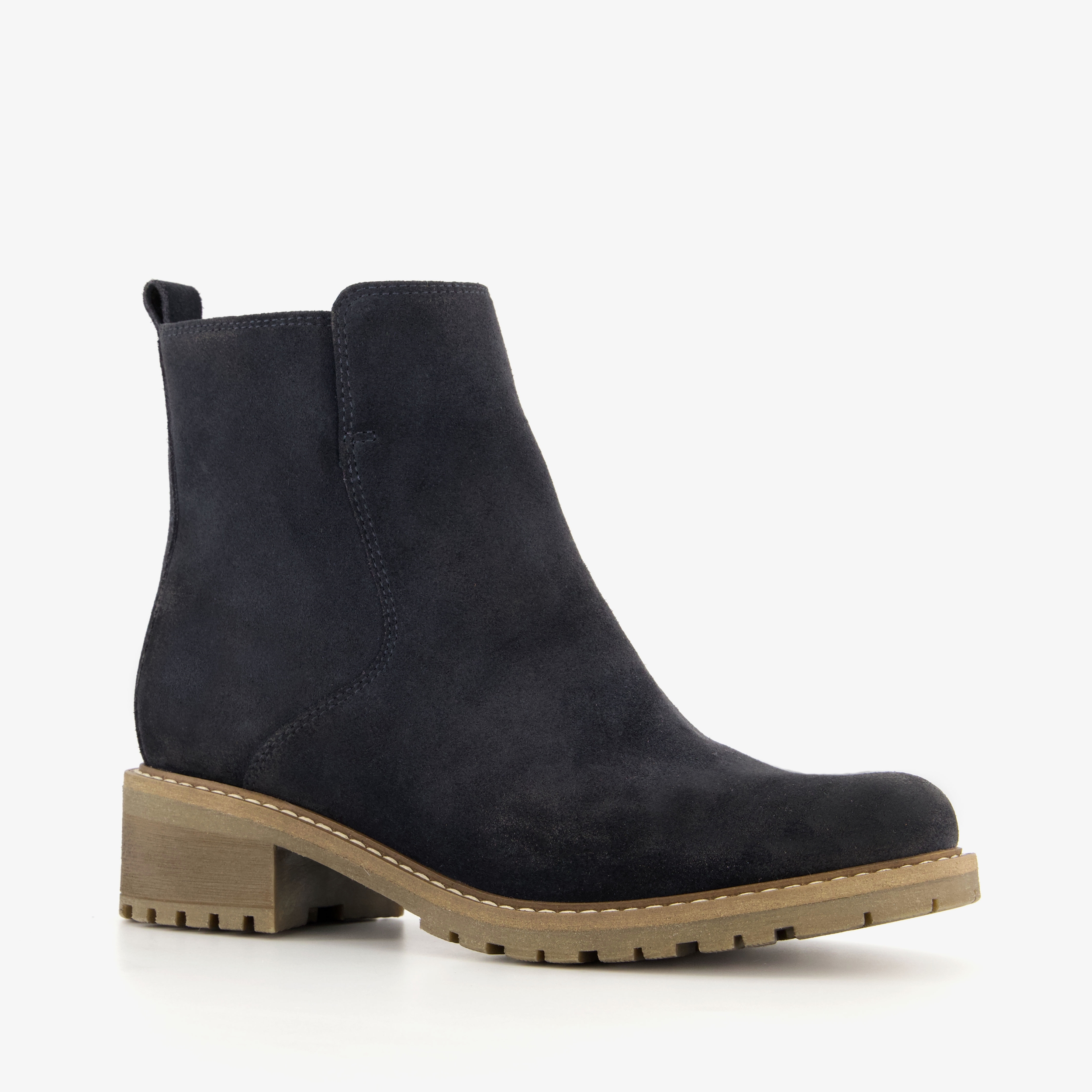Hush Puppies suede dames enkellaarsjes blauw