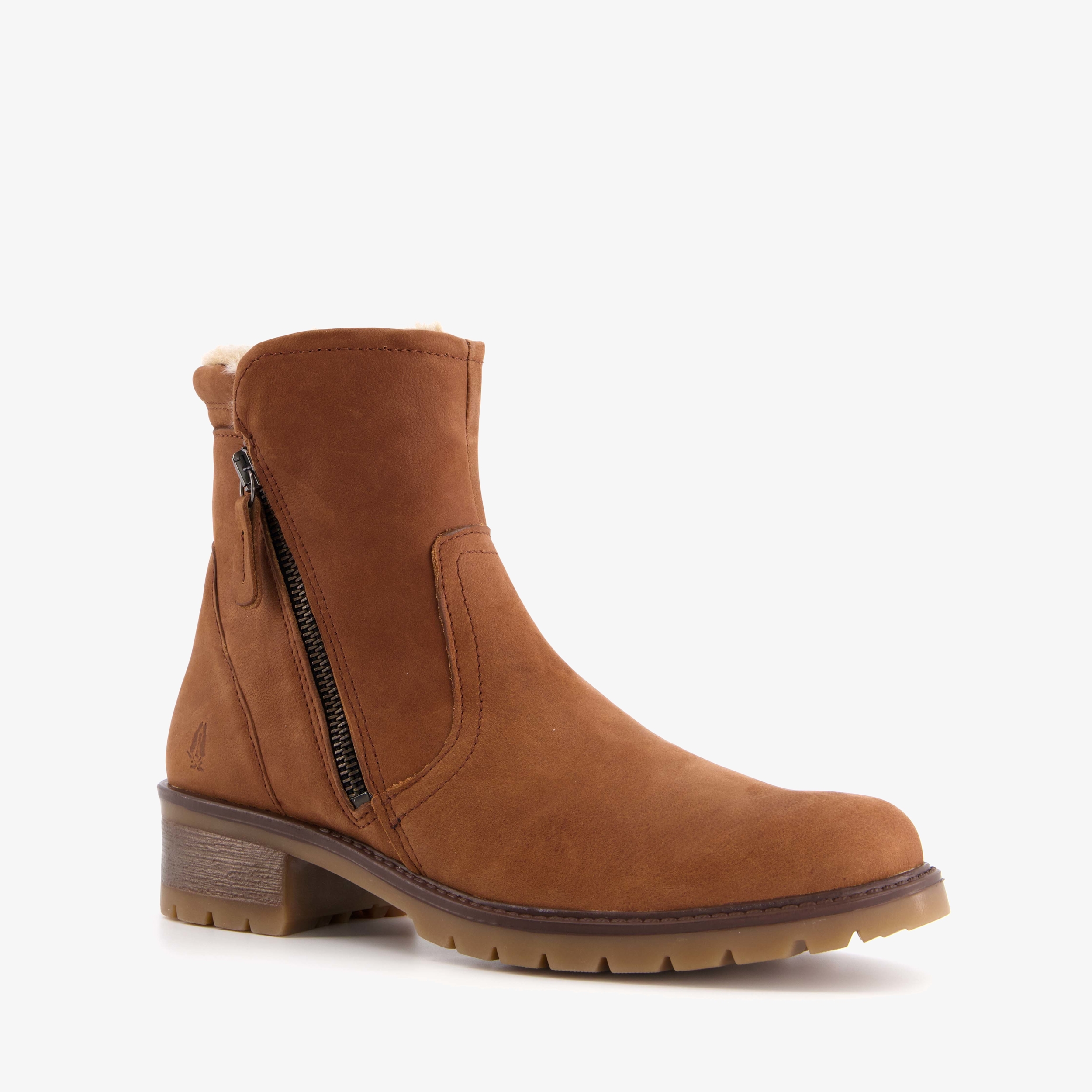 Hush Puppies gevoerde leren enkellaarsjes bruin