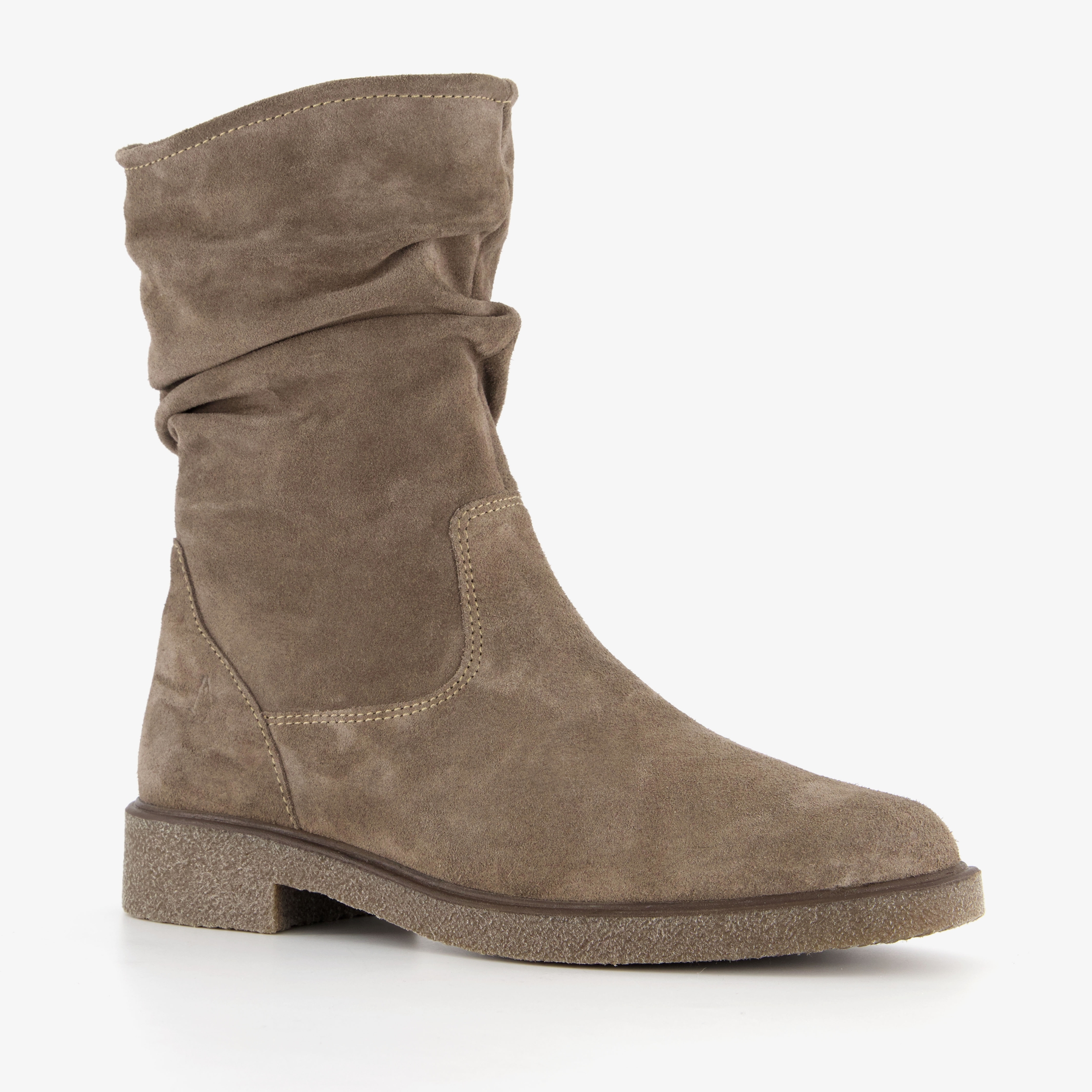 Hush Puppies suede dames enkellaarzen taupe