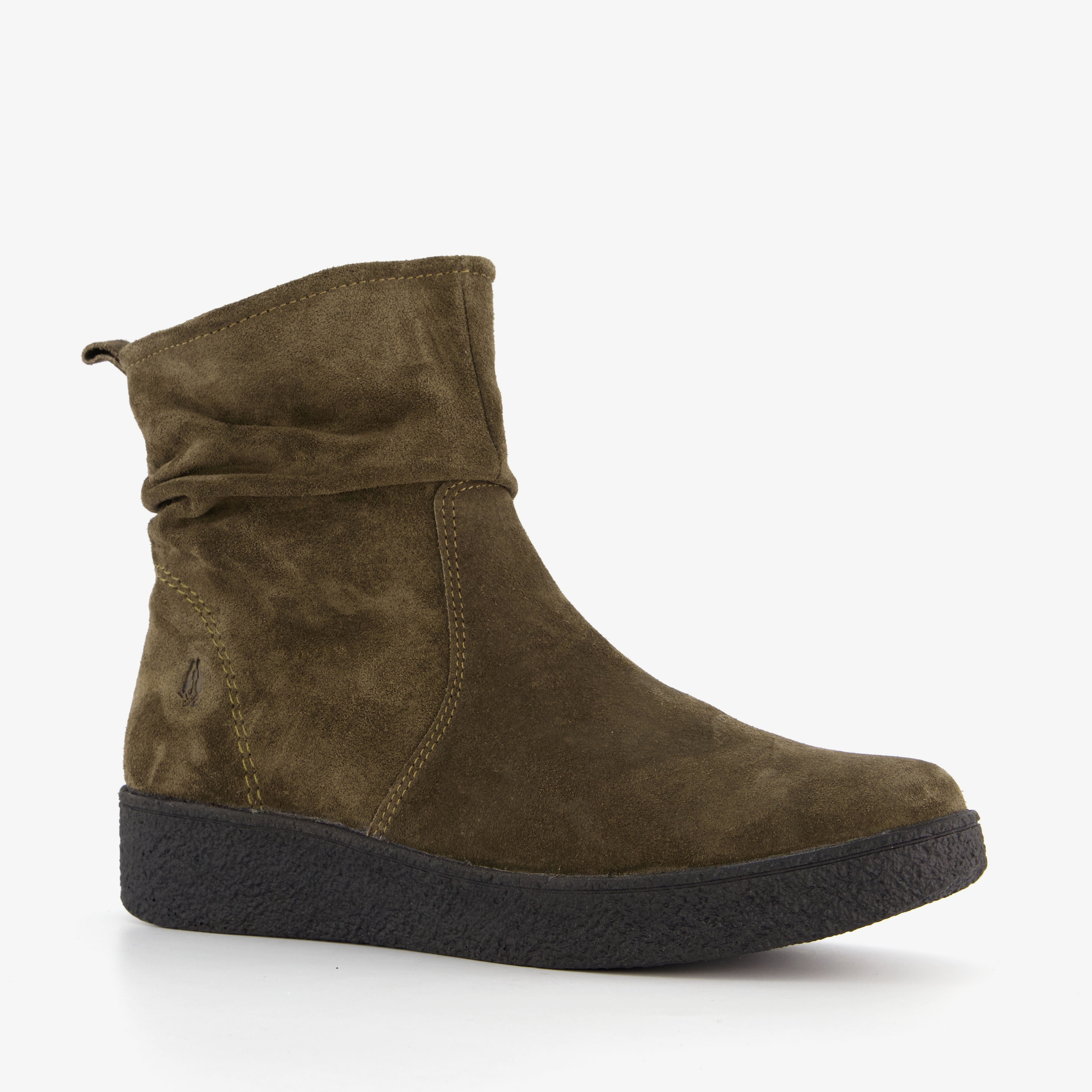 Hush Puppies suede dames enkellaarsjes groen