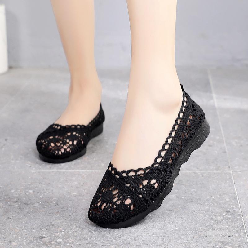 Sneak Spot Schoenen Dames Holle Kant Mesh Ondiepe Mond Schoenen Casual Schoenen Dames Sandalen 41 zwart