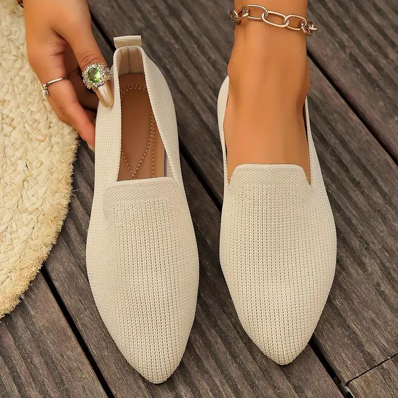 Men Women Necklaces Supermarket 2024 Herfst Nieuwe Flyknit Puntige Platte Bodem Enkele Schoenen Grote Casual Effen Kleur Ondiepe Mond Dames Platte Schoenen 43