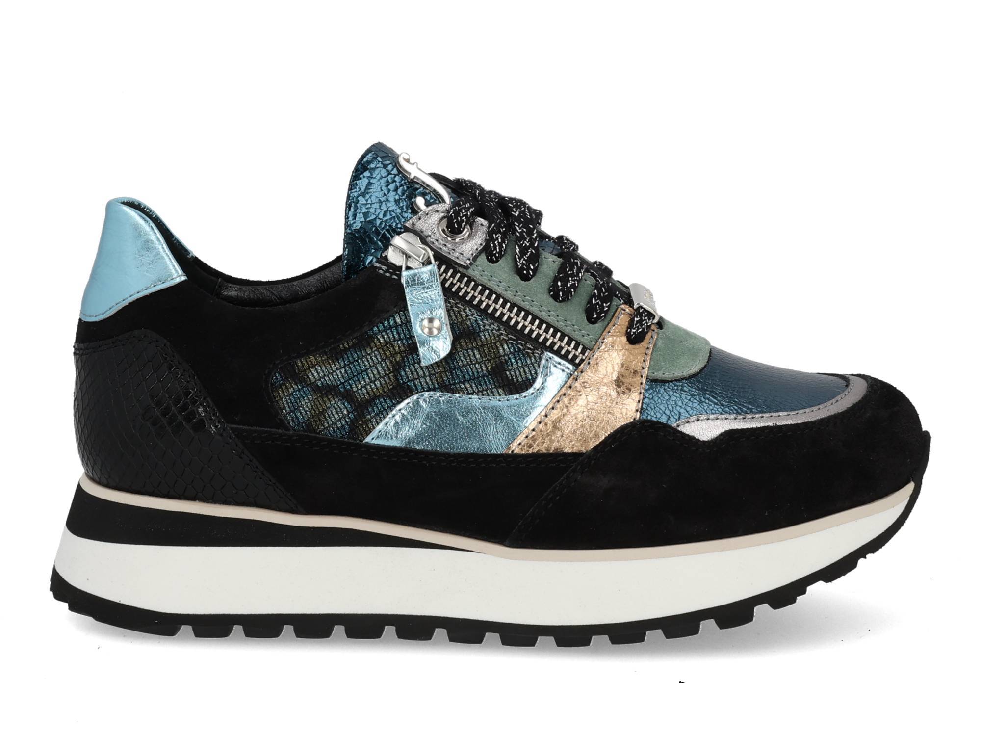 Footnotes 31009 met print petrol Multi 