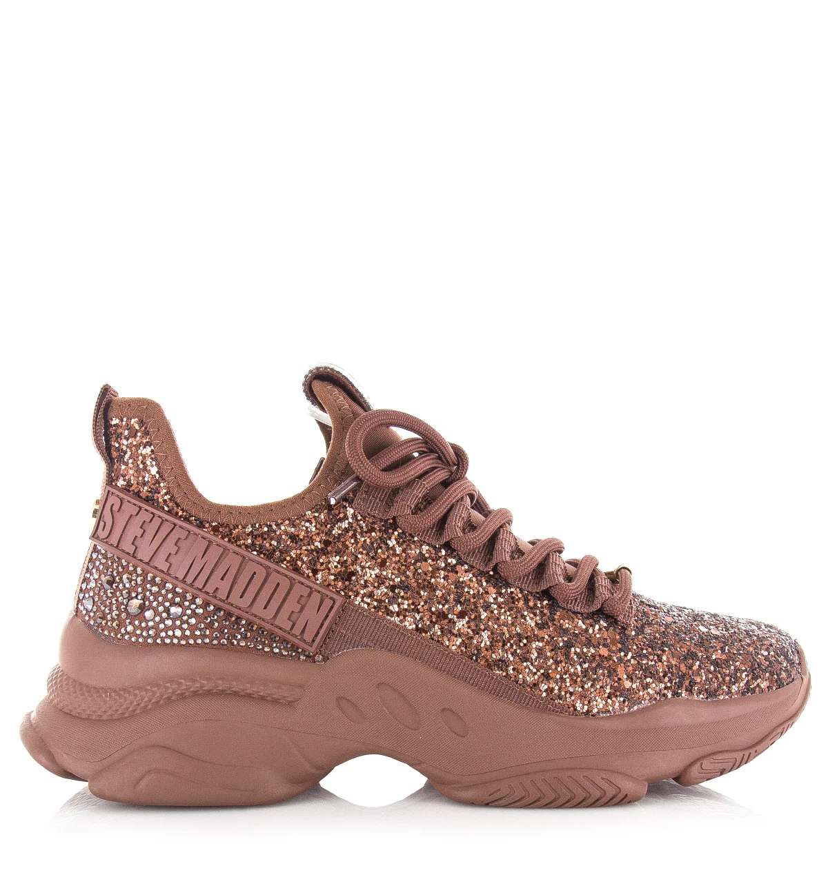 Steve Madden Maxilla-g brown glitter lage sneakers dames