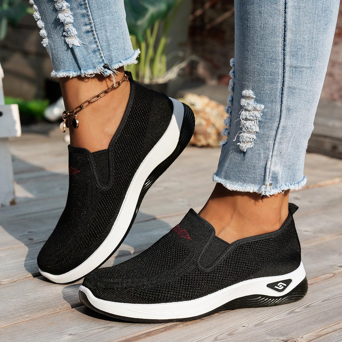 The Sole Spot 2025 nieuwe stijl schoenen casual herenschoenen zachte zool ademend modieus lichte slipper damesschoenen enkellaags schoenen 40 zwart