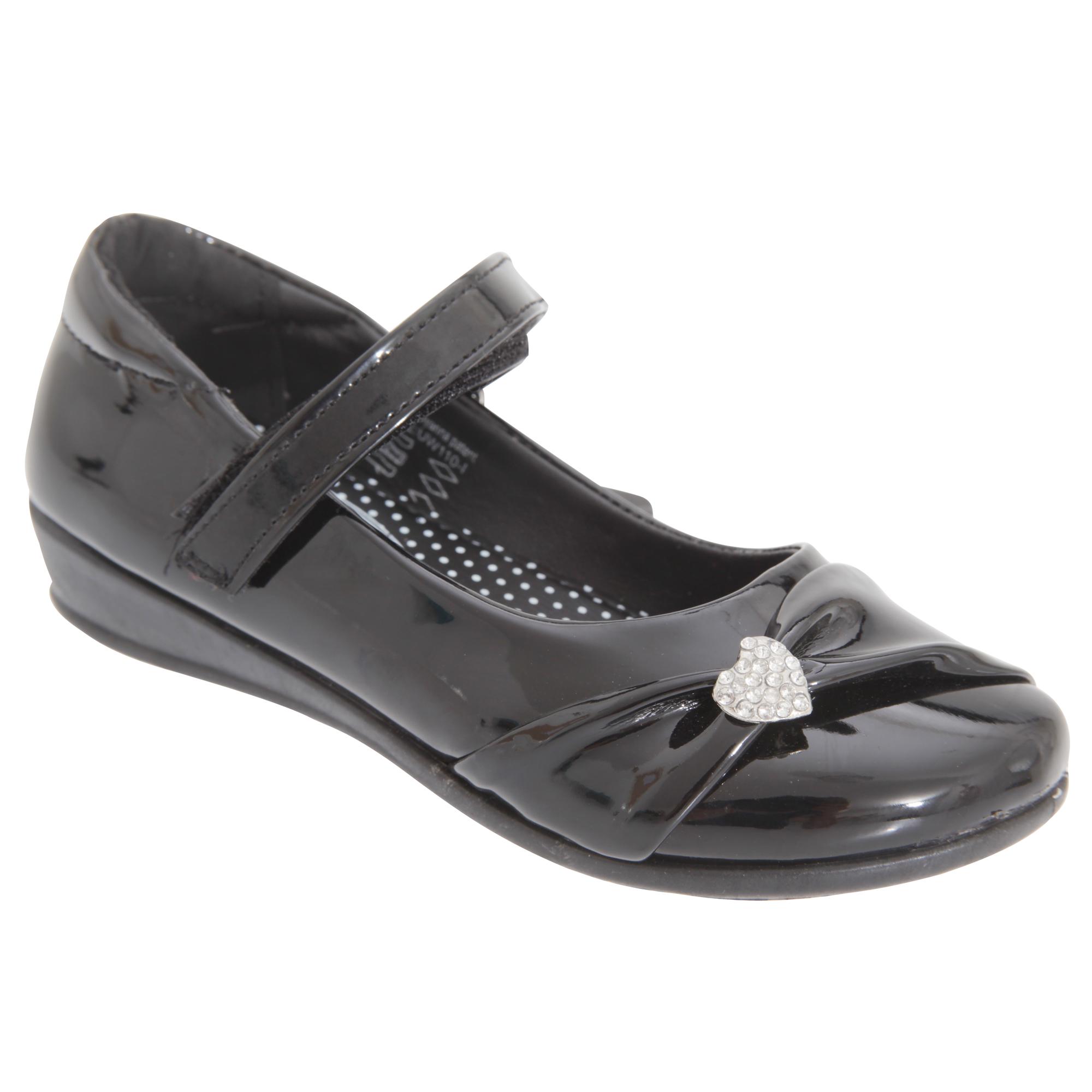 US Brass Girls Paige II Touch Fastening Bar Diamante Trim Schoenen 2 UK