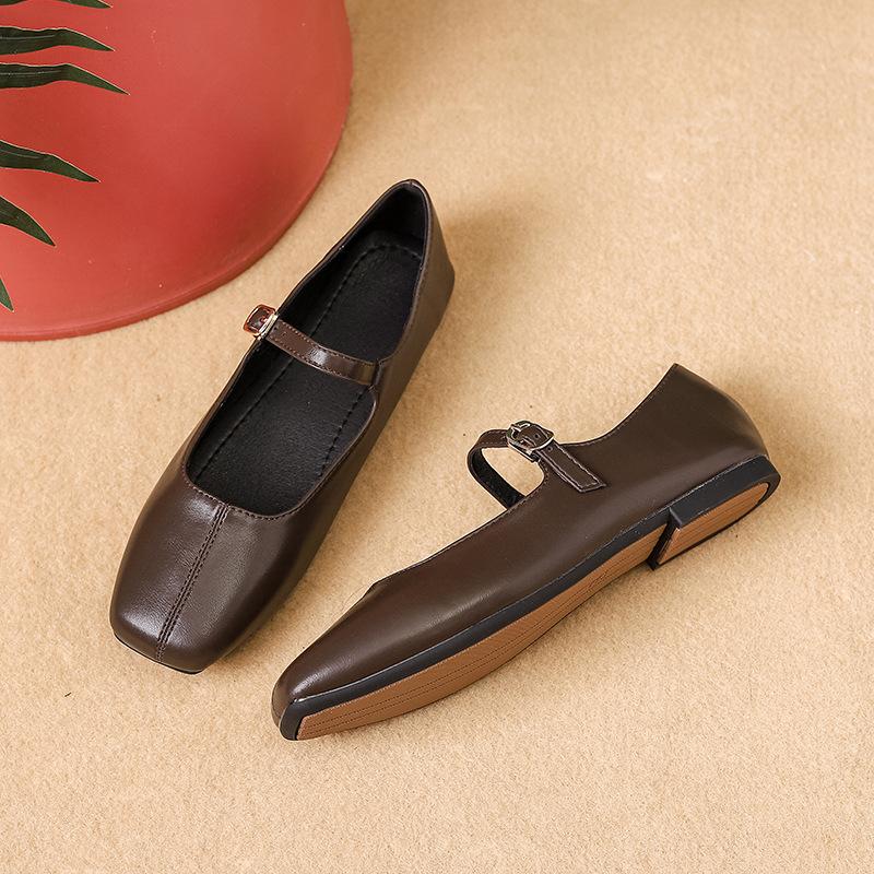 Umsif Mary Jane-schoenen voor dames, antislip ballerina's met verstelbare band, casual werkschoenen voor dames, comfortabele vierkante gesloten teen flats, nette schoenen 43
