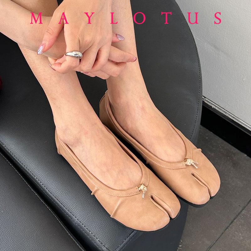 GMYELL-1 Split Toe Women Ballet Flats Fashion Tabi Shoes Casual Slip-on Loafers Ladies Pleated Leather Espadrilles Zapatillas Mujer 38