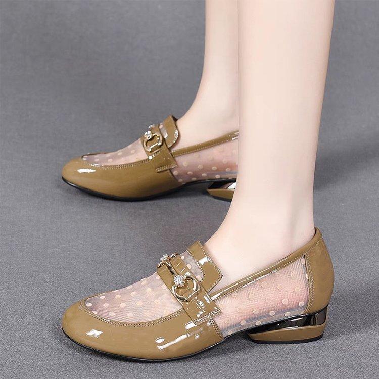 Femme Shoes Hollow Low-heeled Sandals Flat-bottomed Soft-soled Loafers Low-top Shoes 41 lichtgroene kleur