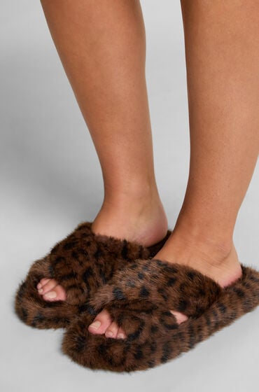 Hunkemöller Pantoffels Fake Fur Beige