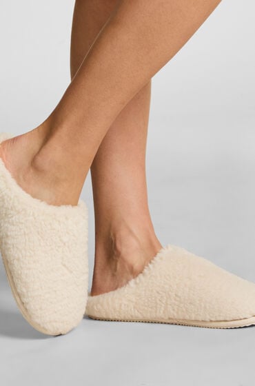 Hunkemöller Pantoffels Fake Fur Wit
