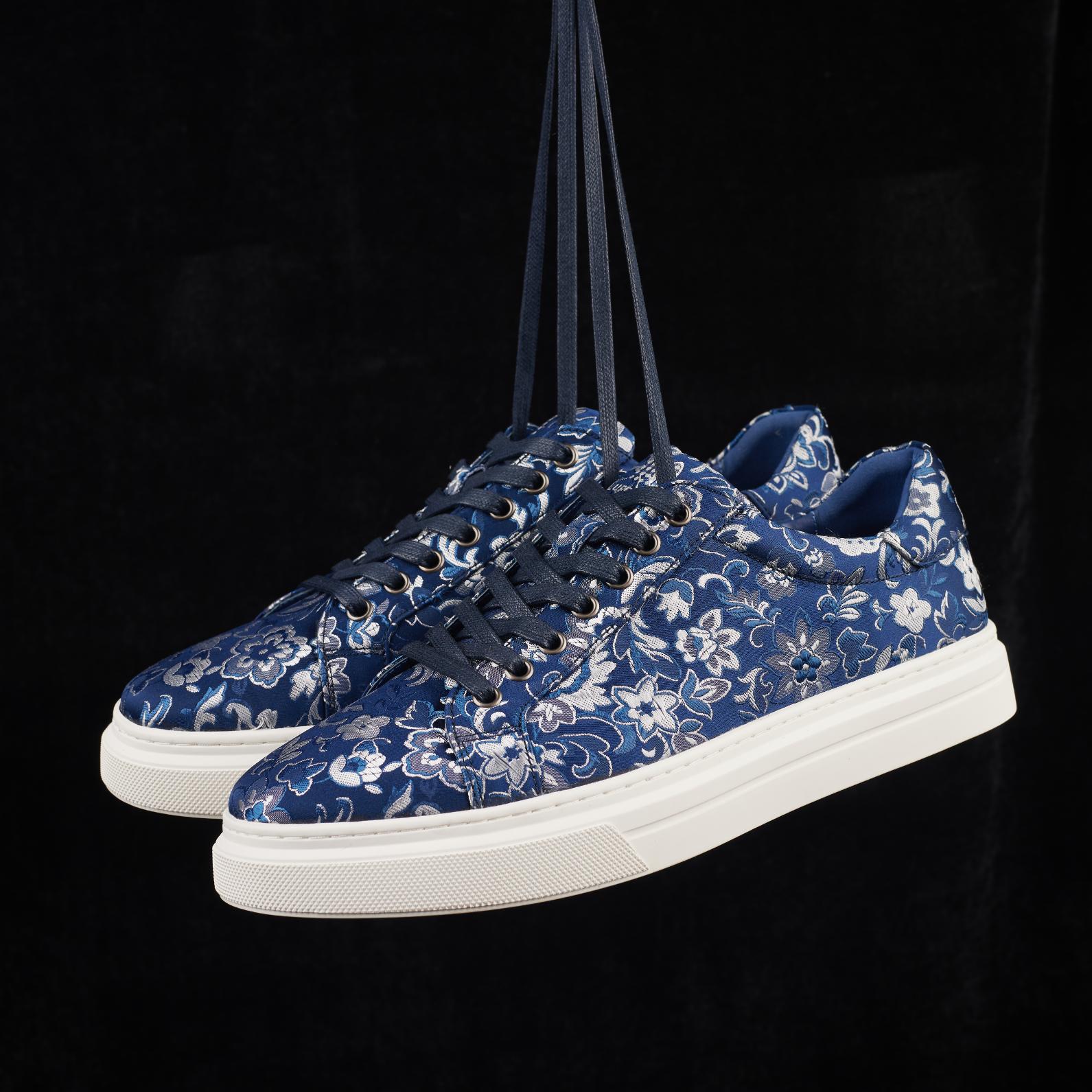 Lureaux Blue Sky Flower Sneaker  - Handgemaakte Nette Schoenen Voor Heren