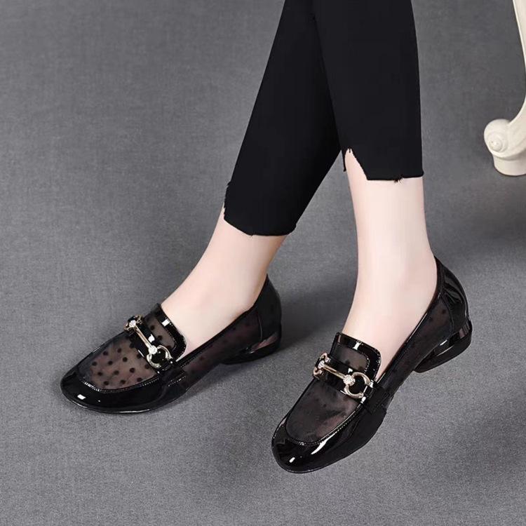 Femme Shoes Hollow Low-heeled Sandals Flat-bottomed Soft-soled Loafers Low-top Shoes 41