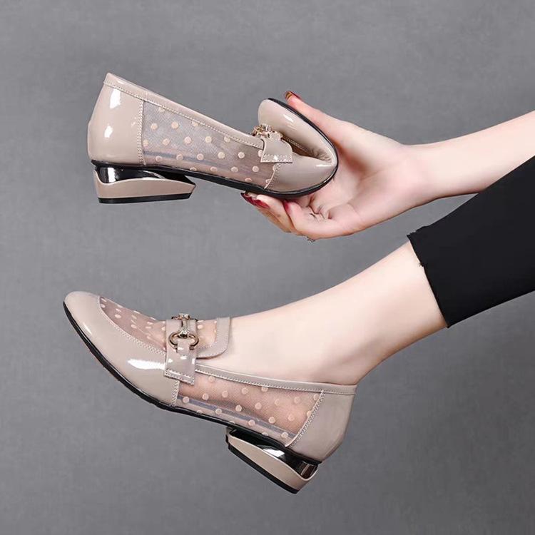 Femme Shoes Hollow Low-heeled Sandals Flat-bottomed Soft-soled Loafers Low-top Shoes 39