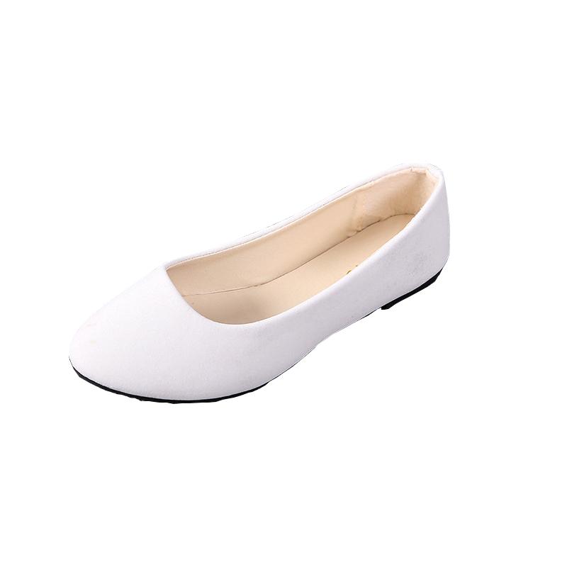 Ayseguney Footwear Dames meisjes effen groot formaat instapper plat ondiep comfort casual enkele schoenen 35 wit