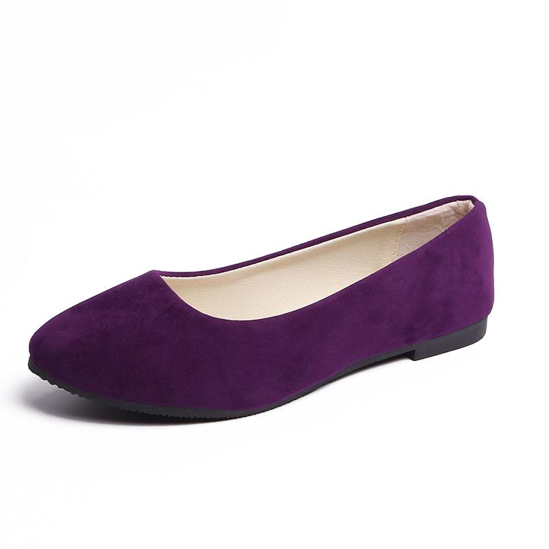 Ayseguney Footwear Dames meisjes effen groot formaat instapper plat ondiep comfort casual enkele schoenen 35 paars