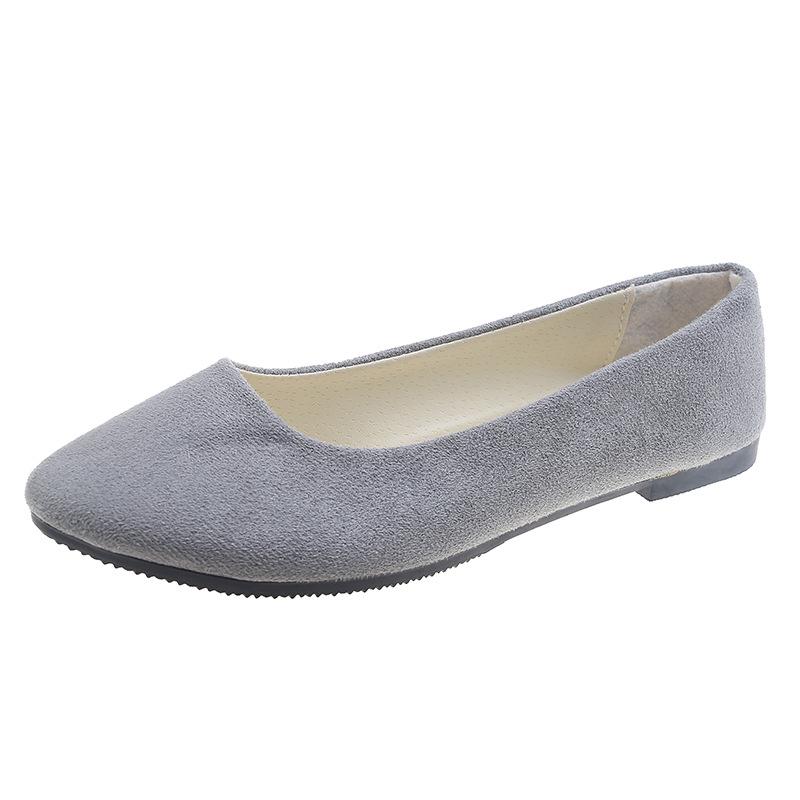 Ayseguney Footwear Dames meisjes effen groot formaat instapper plat ondiep comfort casual enkele schoenen 35 grijs