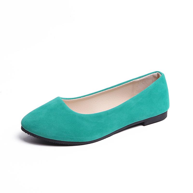 Ayseguney Footwear Dames meisjes effen groot formaat instapper plat ondiep comfort casual enkele schoenen 37 grasgroene kleur