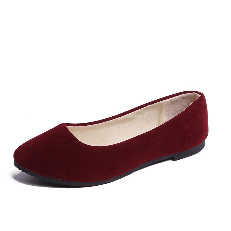 Ayseguney Footwear Dames meisjes effen groot formaat instapper plat ondiep comfort casual enkele schoenen 37 wijnrode kleur