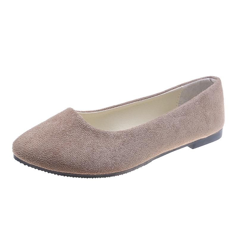 Ayseguney Footwear Dames meisjes effen groot formaat instapper plat ondiep comfort casual enkele schoenen 37 kaki